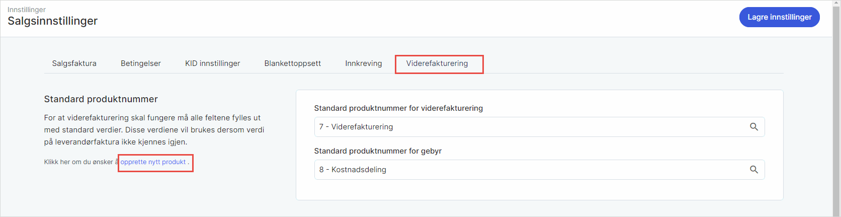 cs. Standard produktnummer og produktkobling for viderefakturering 2 um.png cs. Standard produktnummer og produktkobling for viderefakturering 2 um.png